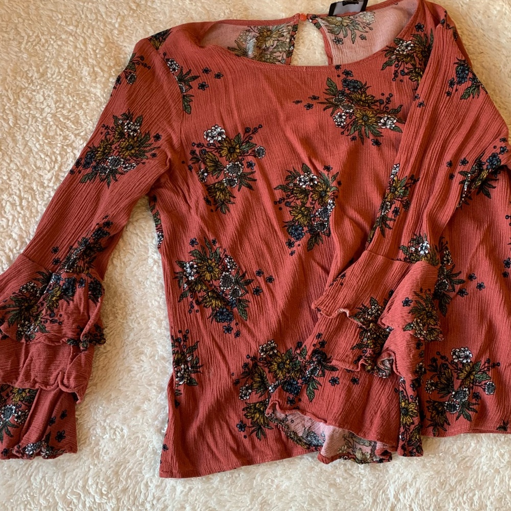 Orange floral dressy shirt